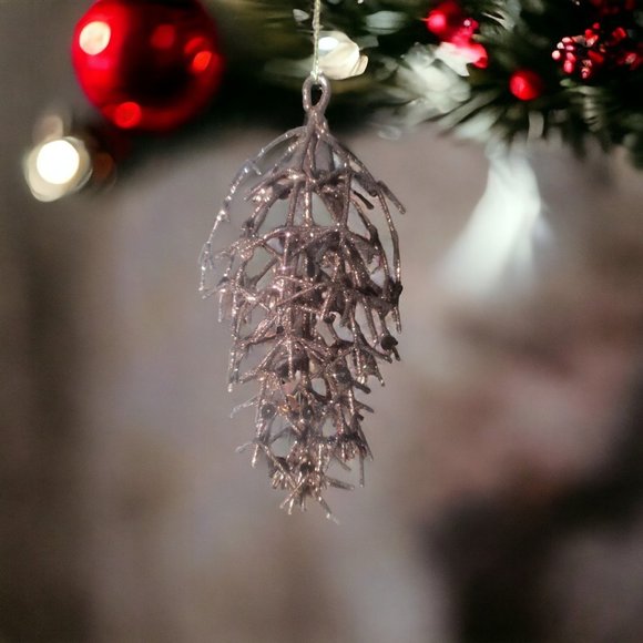 Pine Cone Wire Sparkle Ornament - Vintage - Rustic - Country Christmas - Picture 3 of 4